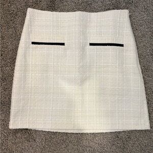 LOFT Cream Mini Skirt with Black Details